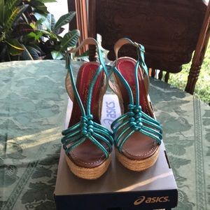 Paloma Barcelo Turquoise Heel Sandals